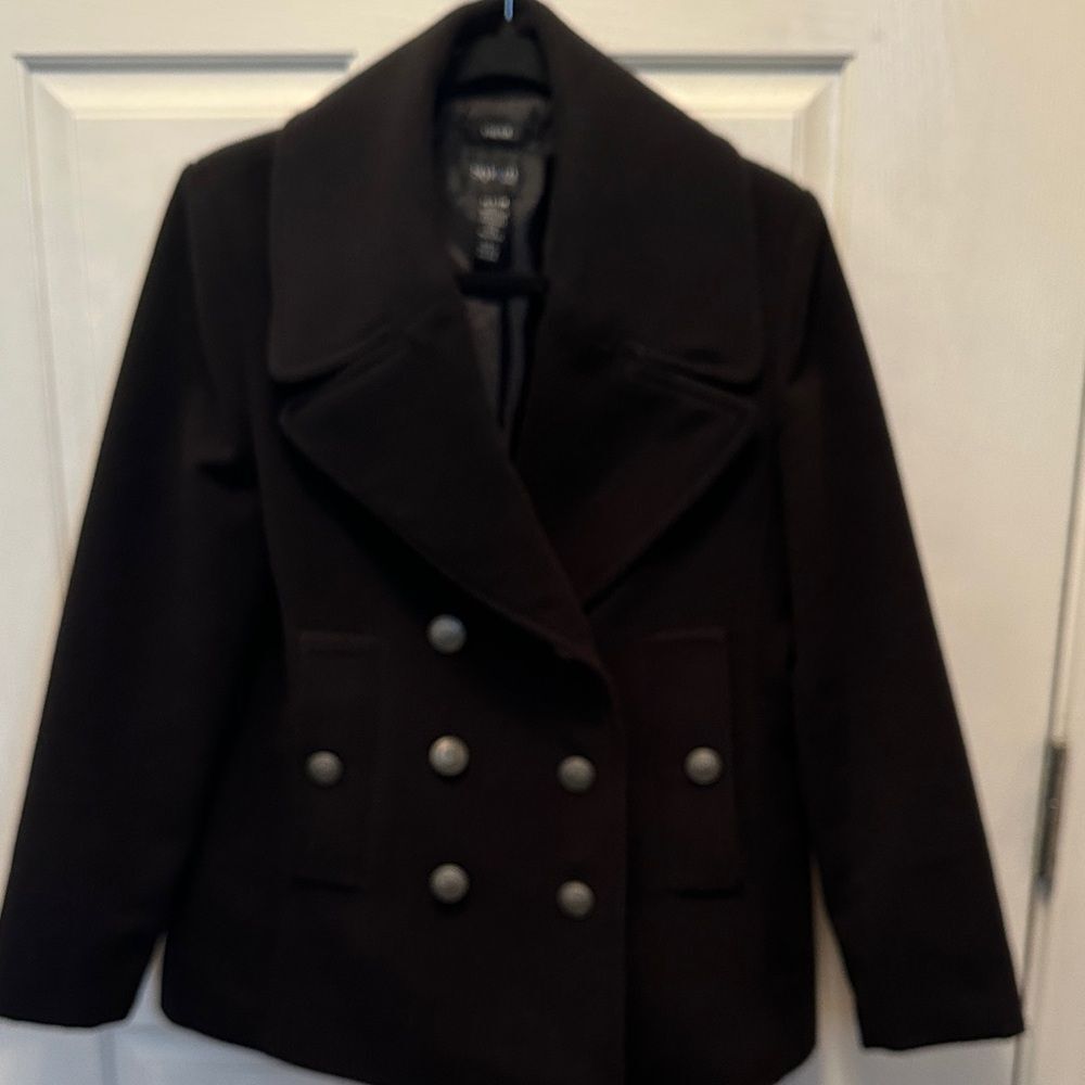 Style & Co. Black Peacoat with Silver Buttons